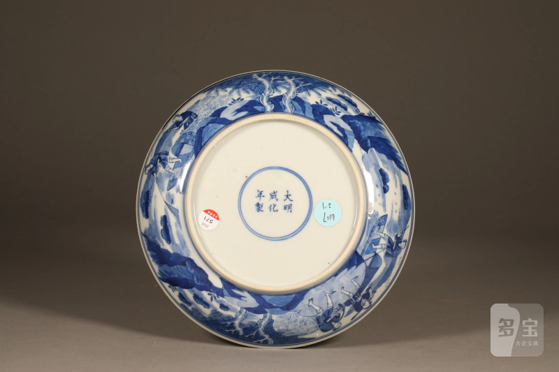 清中期 青花渔家乐盘 - 图5